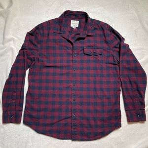 Men's American Eagle Button Down Shirt Red and Black Buffalo Check Flannel